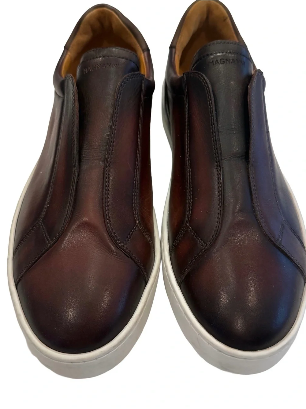 Magnanni Mens Gaslon Dress Sneakers Brown Leather Slip-On Sz US 8.5 EU 41.5 NEW